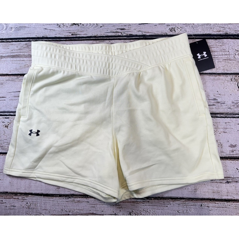 Under Armour Rival Terry‎ Shorts Women's Size Large Yellow Loose Fit NWT